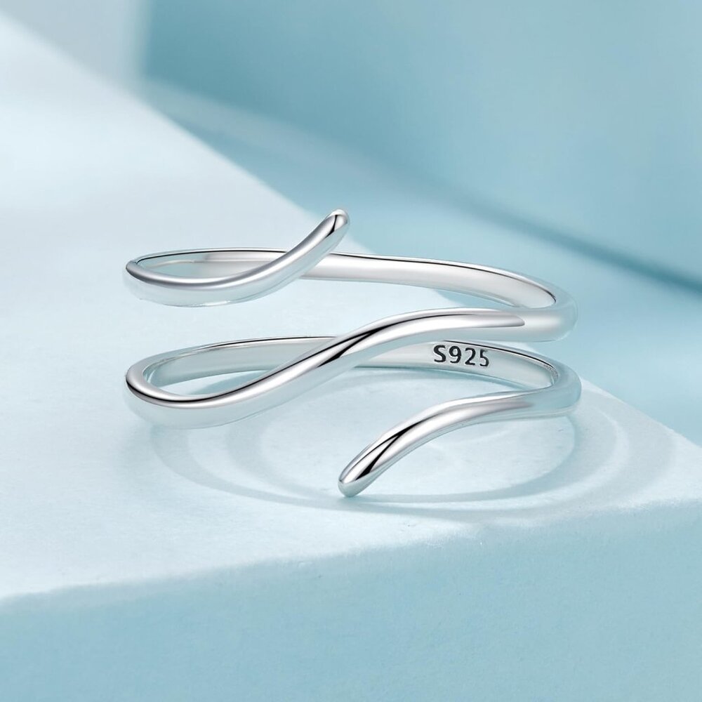 925 Sterling Silver Simple Multi-Layer Leaf Adjus… - image 5